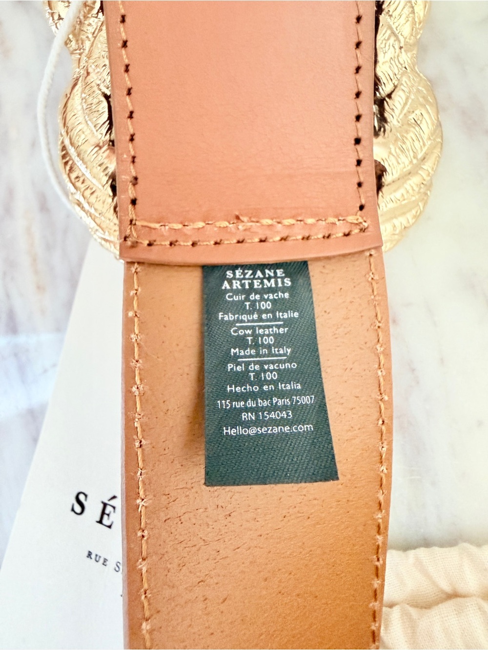 🌟 Sézane Artemis Waist Belt Natural Heritage Caramel Brown Leather 100 - Picture 7 of 13